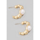 Pearl Stud Abstract Metallic Hoop Earrings
