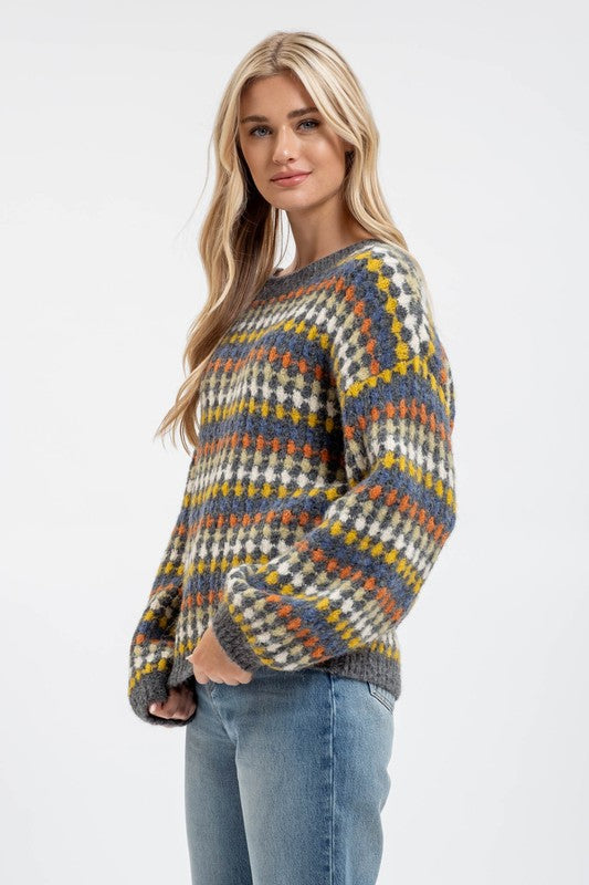 HOPE MULTICOLOR CREW KNIT SWEATER