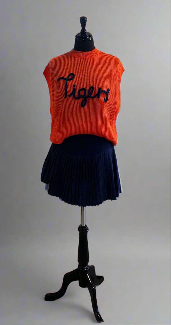 AUBURN TIGERS EMBROIDERED SLEEVELESS SWEATER TOP