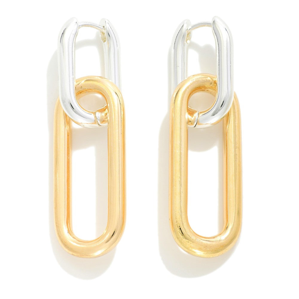 Linked Oval Hinged Hoop Earrings