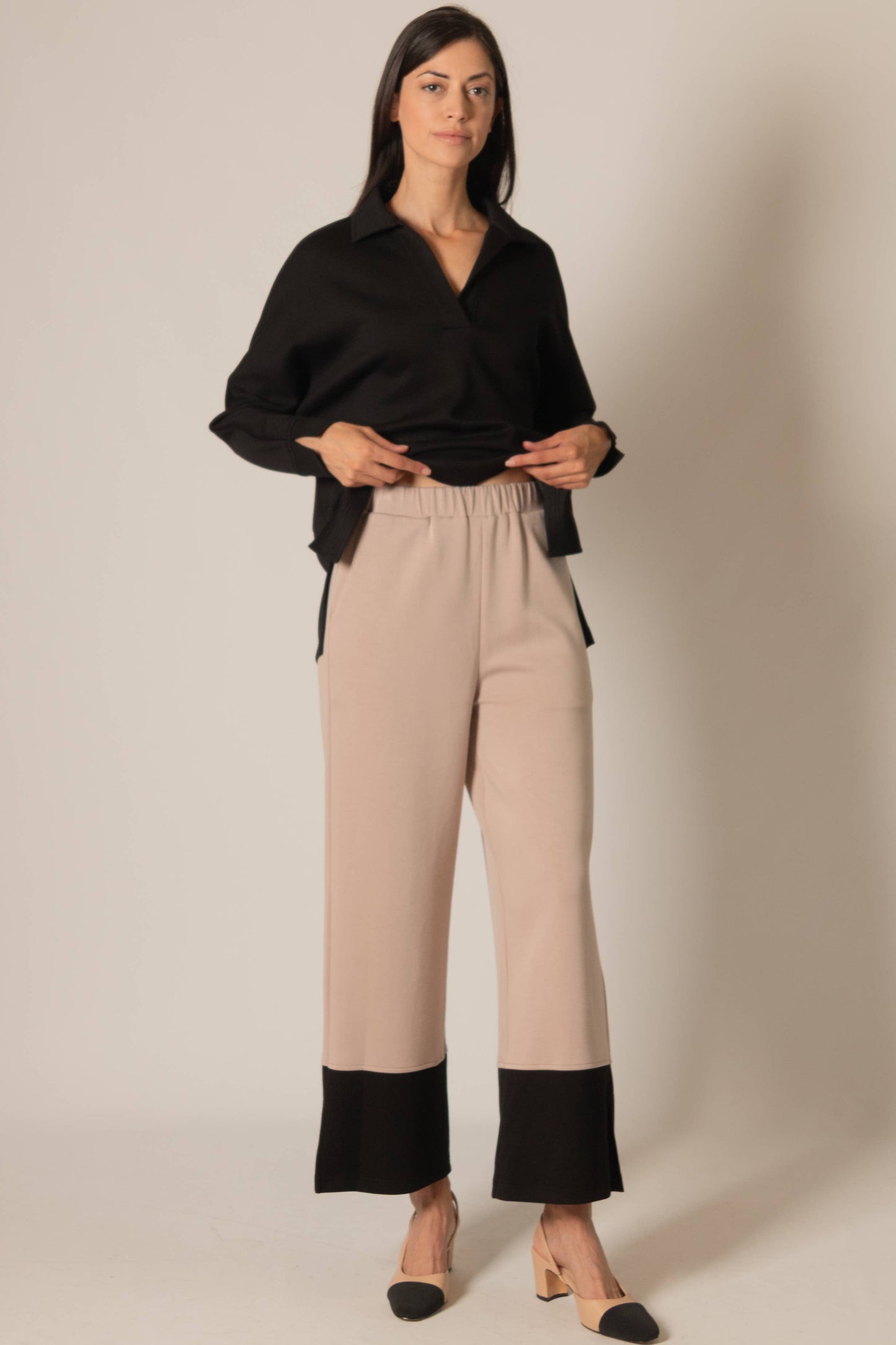 P. CILL Butter Modal Color Block Mock Neck Top & Pant Set