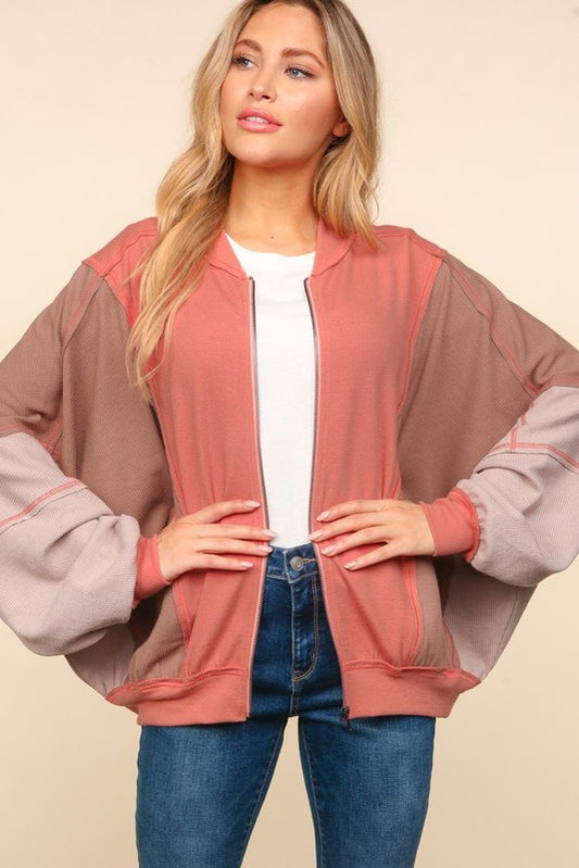 Zoe Zip Up Dolman Sleeve Jacket