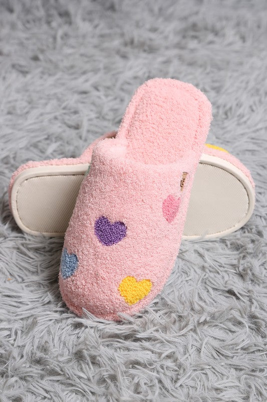 Pink Hearts House Slippers