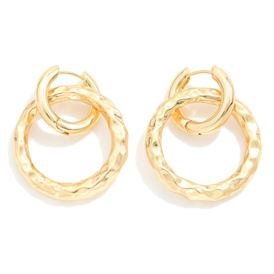 Linked Hammered Hoop Hoop Earrings