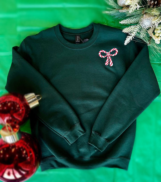 Bow Candy Cane Sweatshirt