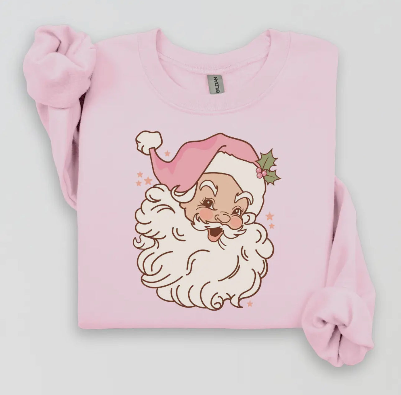 Pink Vintage Santa Women's Christmas Sweatshirt