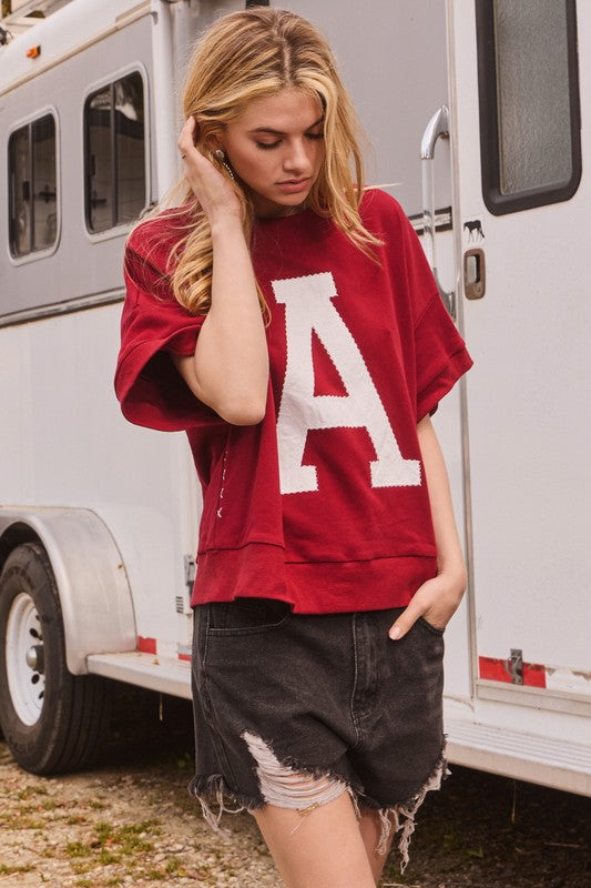 Give me an A Red Alabama Oversized Sweatshirt