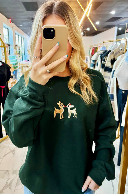 Rudolph & Clarice Forest Green Sweatshirt