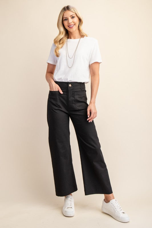 Stacia Stretchy Ankle Cropped Pants in Black