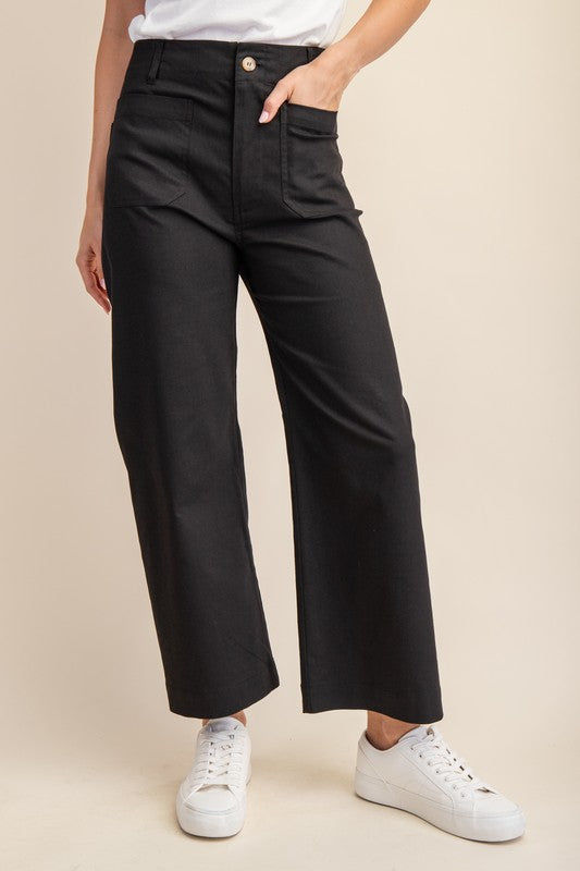 Stacia Stretchy Ankle Cropped Pants in Black