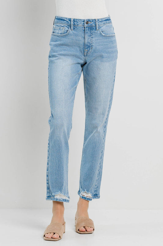 Super Stretch Straight with Grinded Hem Jeans