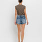 Vervet HIGH RISE ZIPPER UP DENIM SHORTS