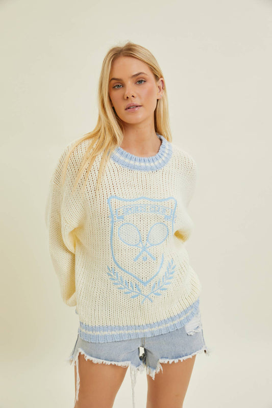 TENNIS TIME EMBROIDERED SWEATER