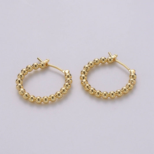 Small Beaded Huggie Hoop Earrings