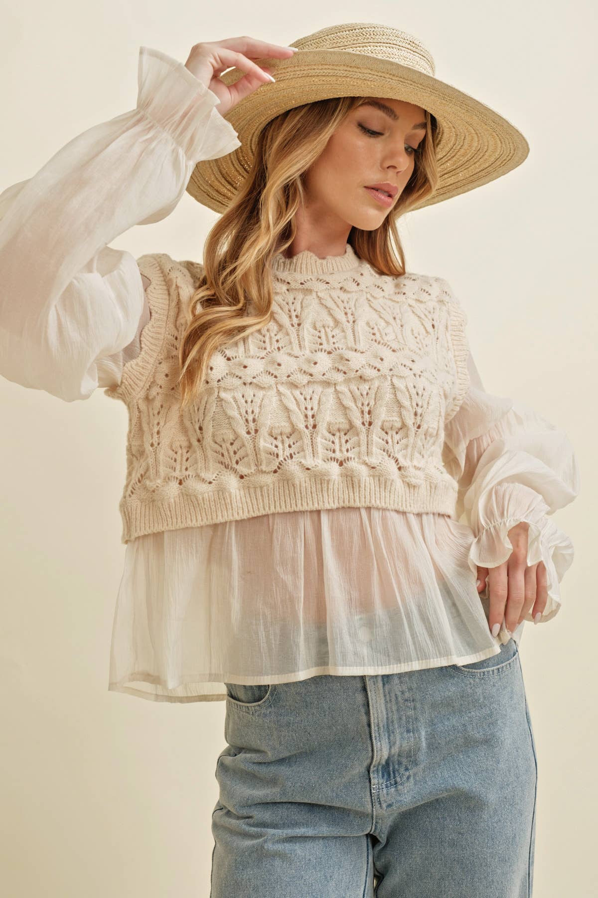 CELIA CROCHET LAYERED TOP