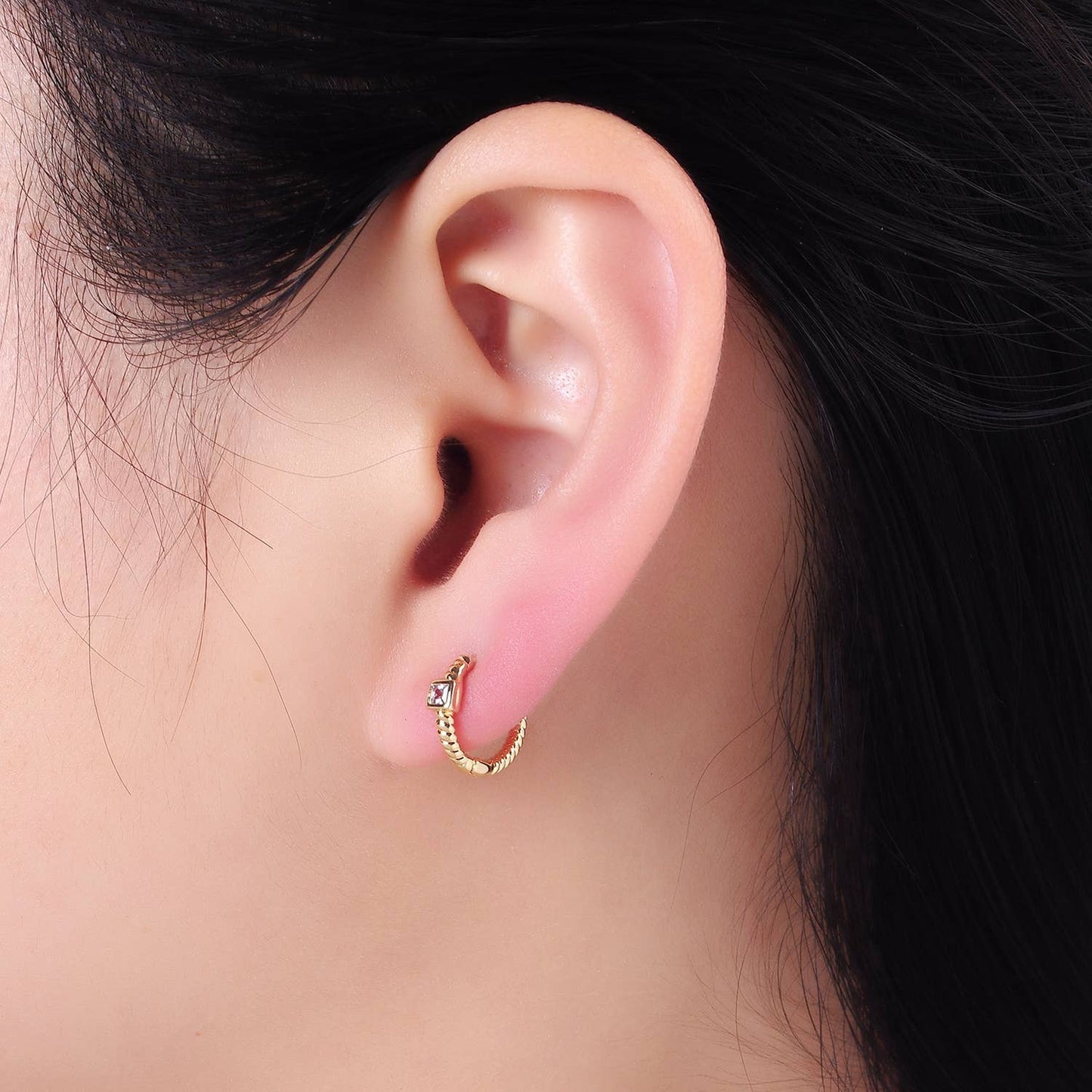 14K Gold Filled Croissant Huggie Earrings