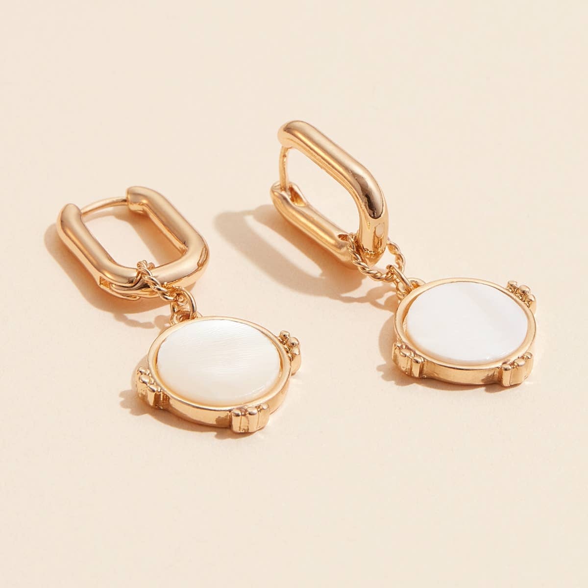 Shell Round Charm Hoop Earrings