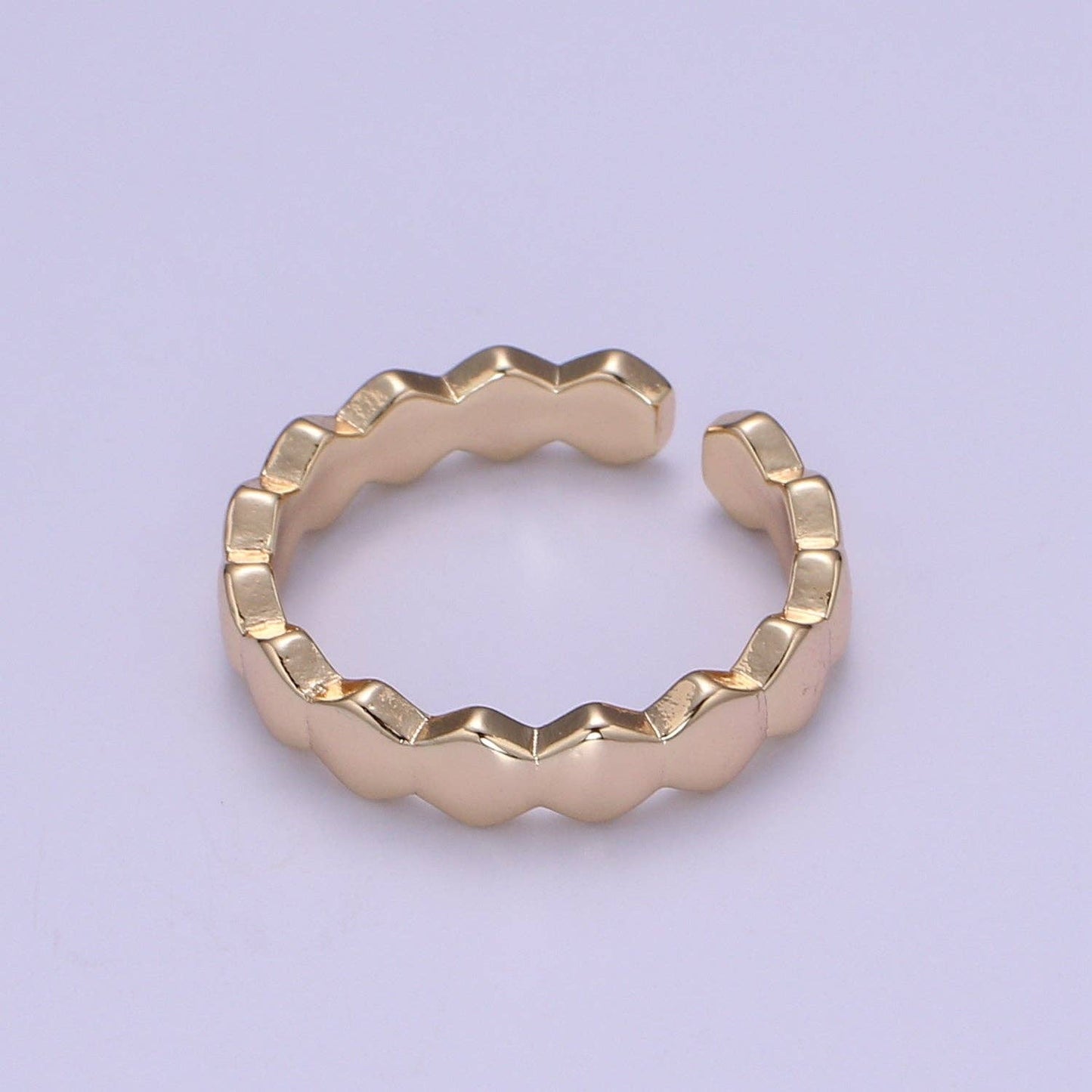 Gold Filled Hexagon Stacked Adjustable Ring