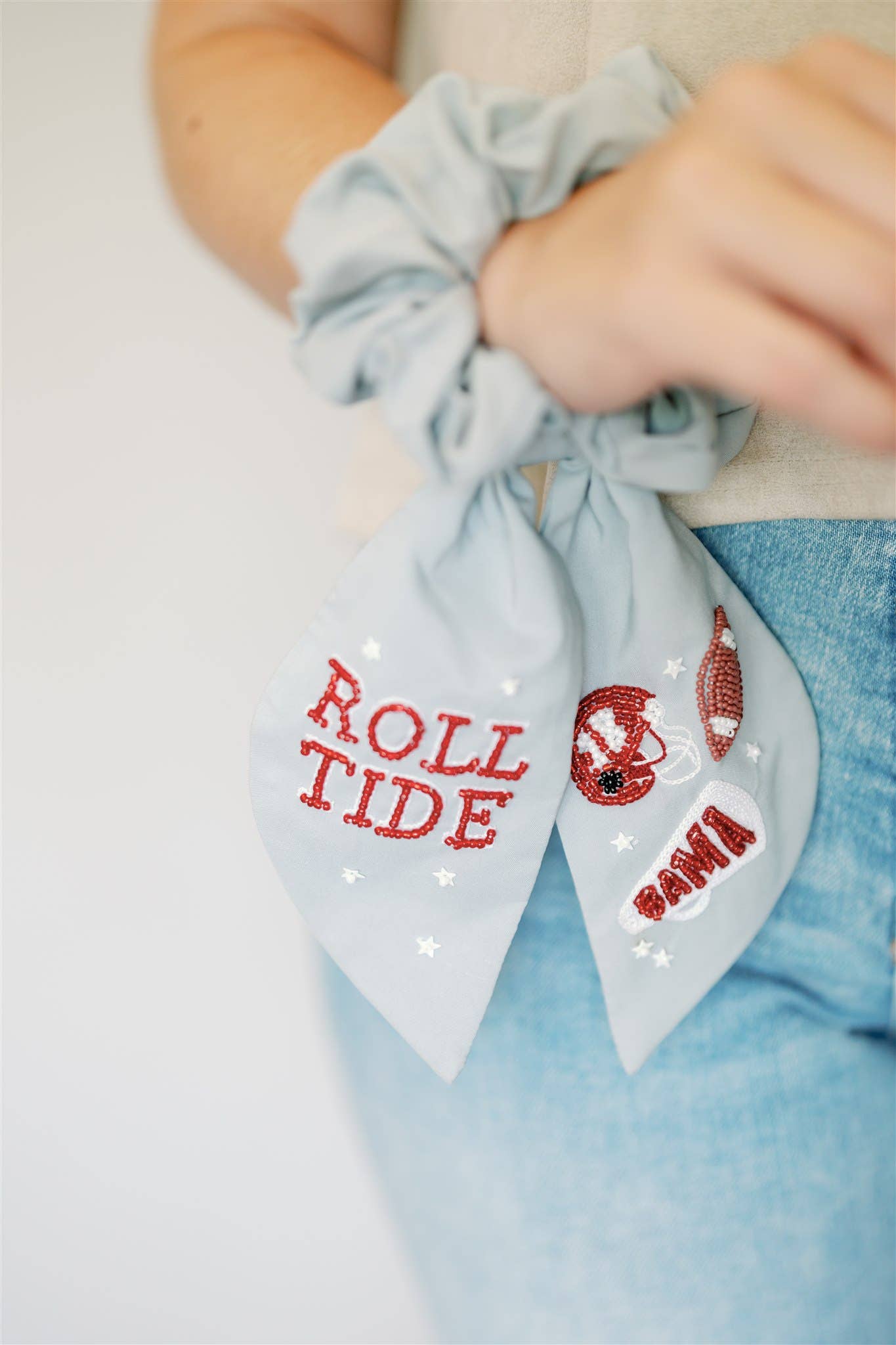 University of Alabama Beaded Scrunchie