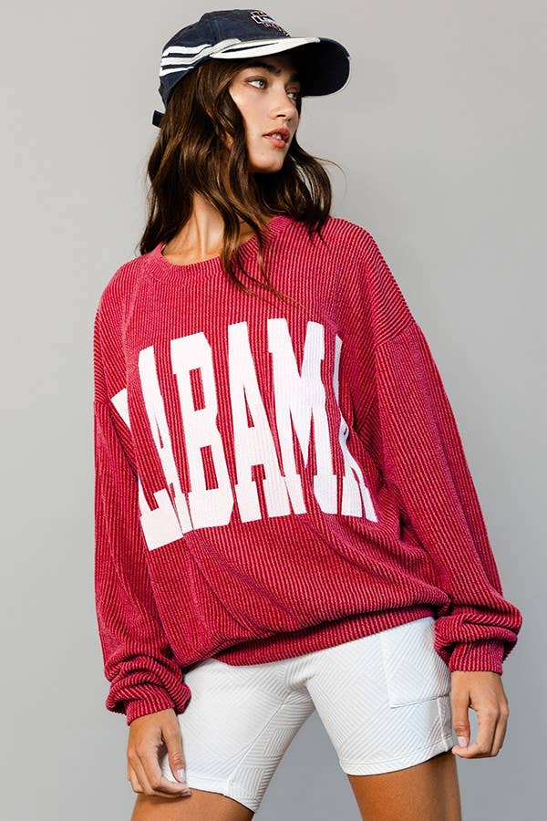 Alabama Comfy Oversize Corded Sweatshirt