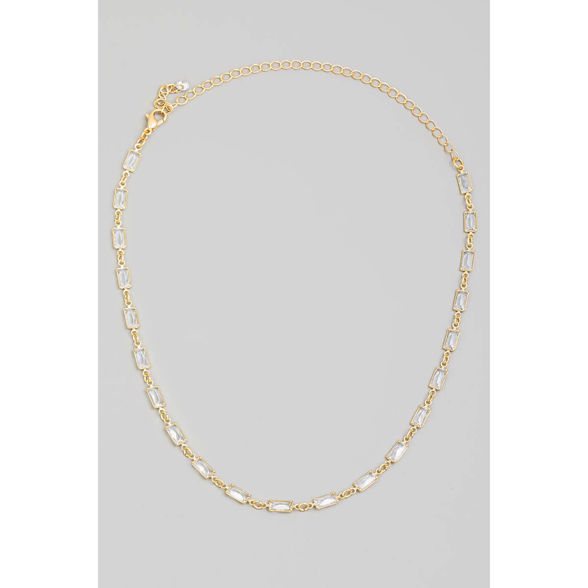 Rectangle Rhinestones Chain Necklace