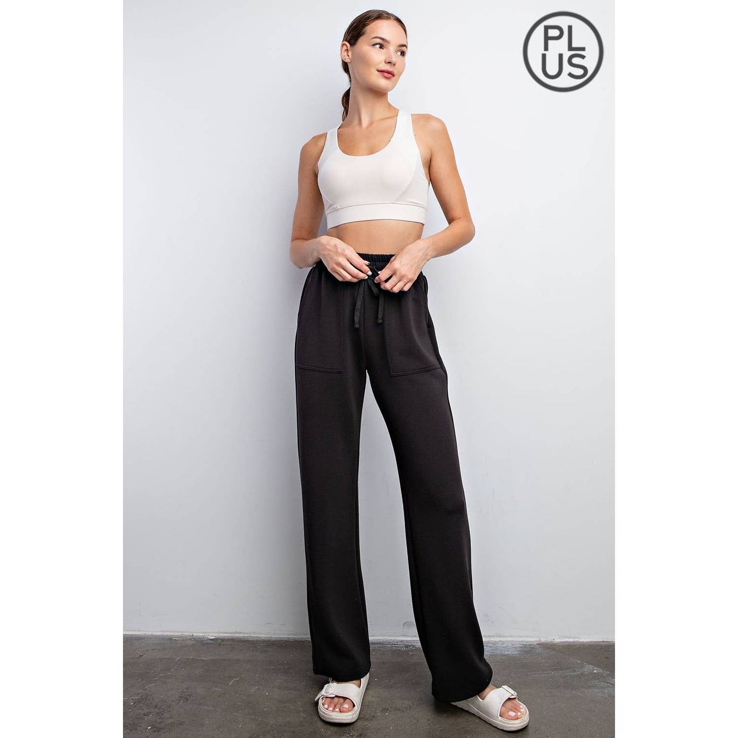 PLUS SIZE MODAL POLY SPAN STRAIGHT LOUNGE PANTS WITH POCKETS  (Spanx Air Essentials Dupe)