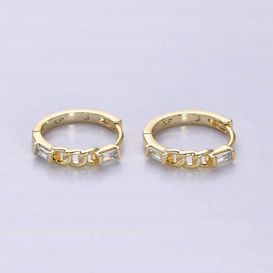 Gold Filled Double Baguette Link Earrings