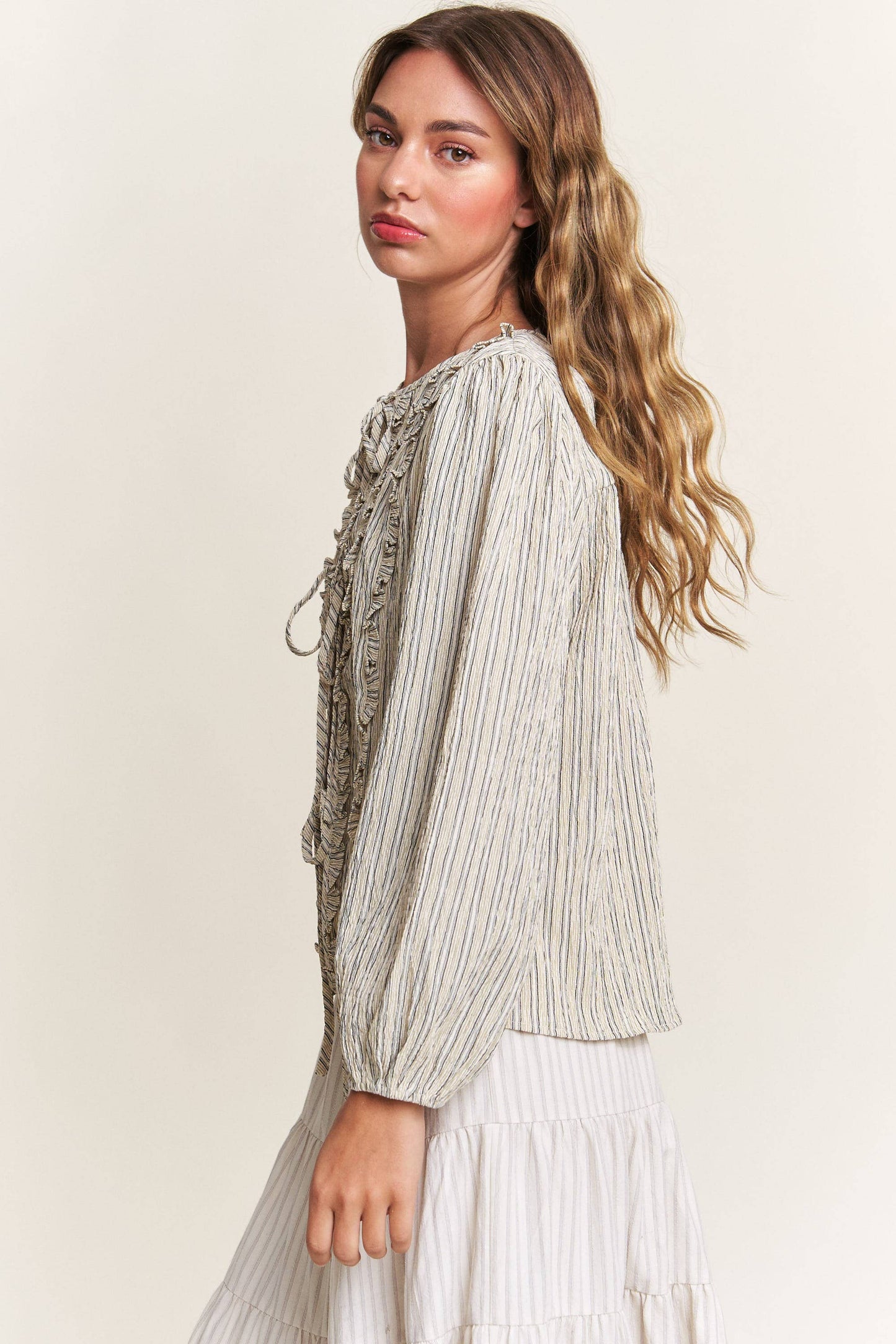 Betsy Blue Striped Long Sleeve Blouse