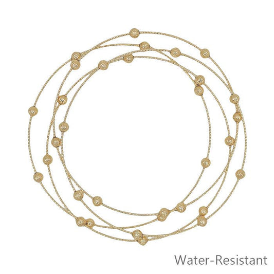 Thin Gold Bangle w/ Beads Set of 4 Bracelets