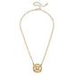 Marquette Acanthus & Pearl Charm Pendant Necklace in Worn Gold