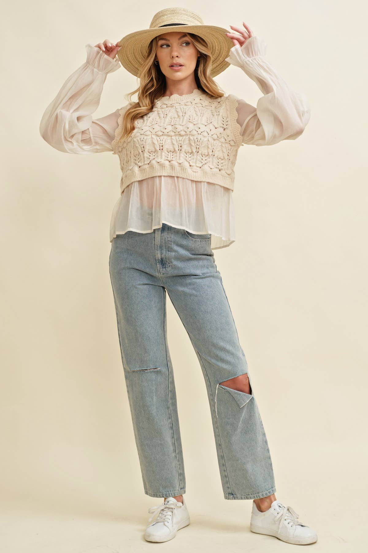 CELIA CROCHET LAYERED TOP