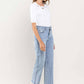 HIGH RISE CROPPED DISTRESSED HEM DAD JEAN - Lake City Boutique