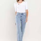 HIGH RISE CROPPED DISTRESSED HEM DAD JEAN - Lake City Boutique