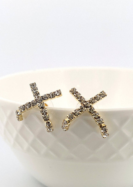 Rhinestone X Earring - Lake City Boutique