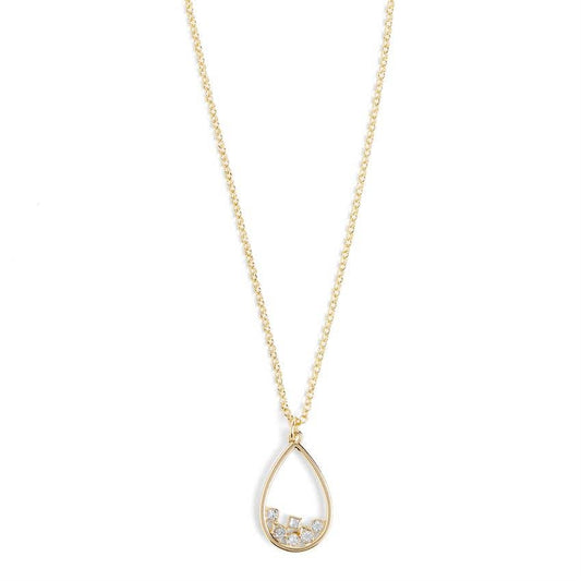 Scattered Stone Teardrop Necklace - Gold - Lake City Boutique