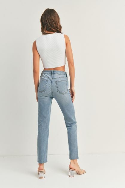 SLIM STRAIGHT WITH FRAY - Lake City Boutique